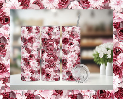 Mom Floral in Burgundy Tumbler