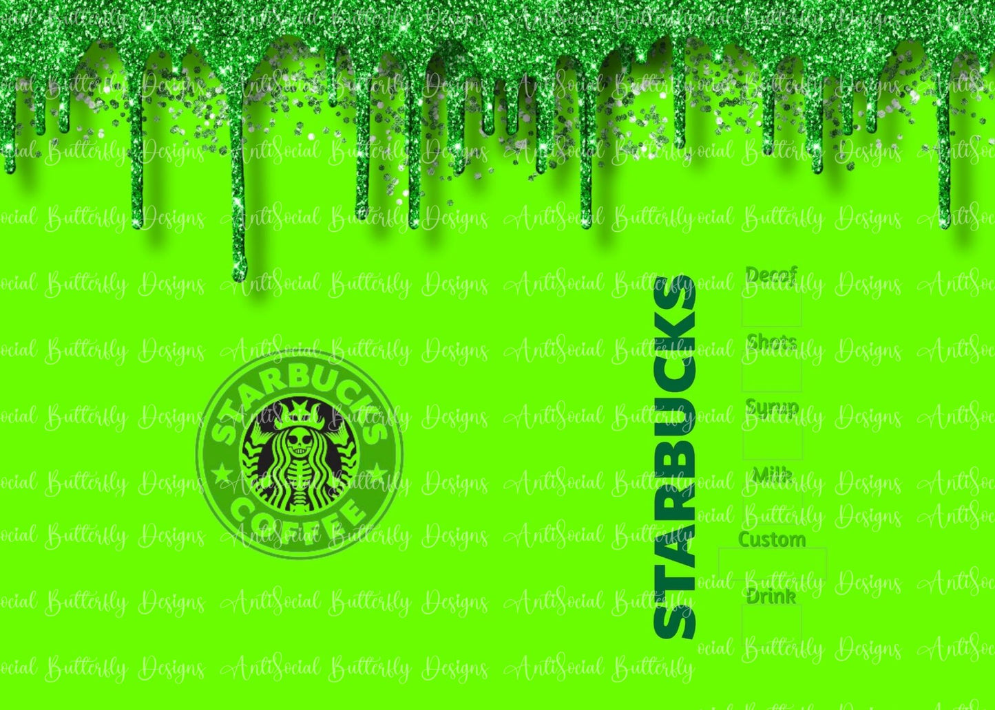 Starbucks Inspired Slime 25oz Glow In The Dark Tumbler