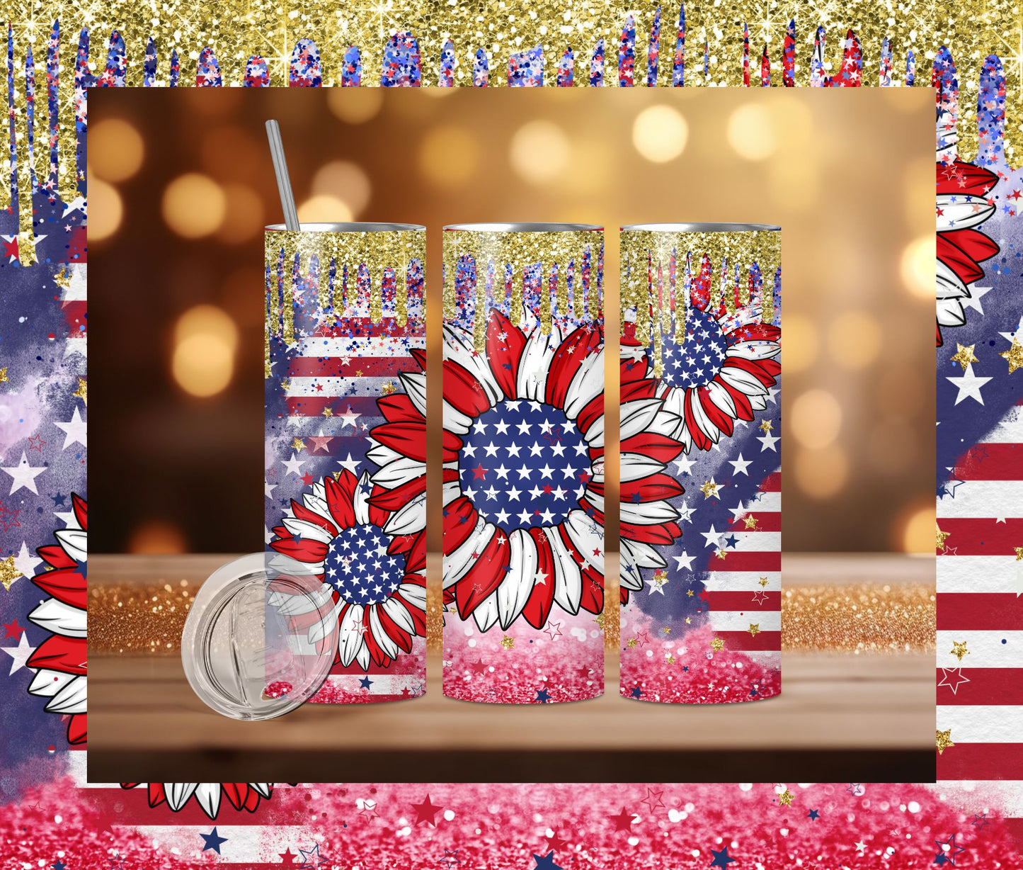 Patriotic Sunflower Tumbler