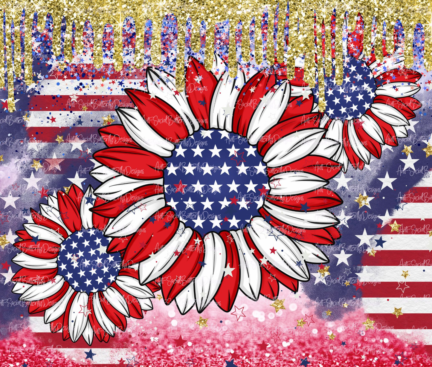 Patriotic Sunflower Tumbler