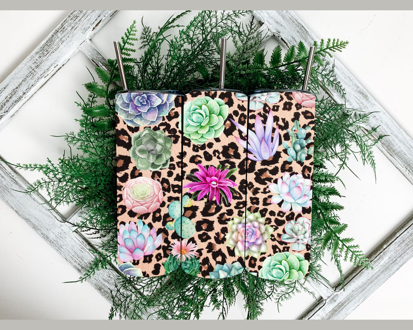 Leopard Print Cactus Tumbler