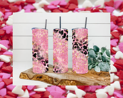 Pink Valentine Cow Print Tumbler