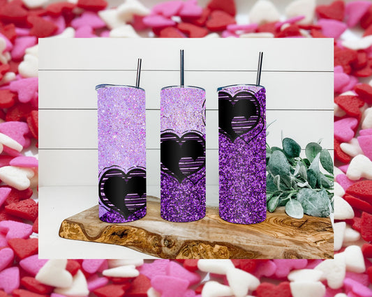 Valentine Purple Hearts Tumbler